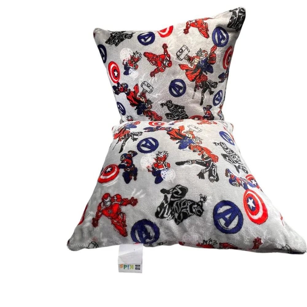 Marvel Avengers Superhero Pillow Set of 2 16 inch Square Plush Gray Red Black